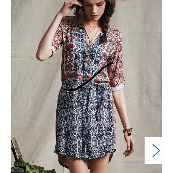 Anthropologie Dresses & Skirts - Anthropologie Tiny Perenne Dress Size M Floral Paisley Belted Boho Shirtdress
